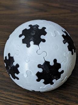Snap Ball (Truncated Icosahedron)  - Ender 3 Pro
Res: 2
Infill: 10% Gyroid
SainSmart: Black & White TPU
