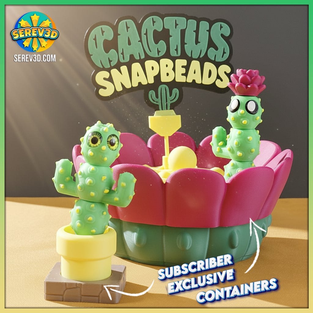 Cactus SnapBeads - Buildable Flexi Cactus Fidget, Sensory Toy & Keychain Versions STL/3MF 3d model