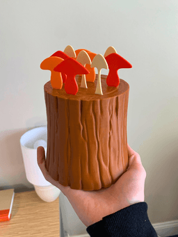 Mushroom Bookmarks with Tree Trunk Stand 3d model