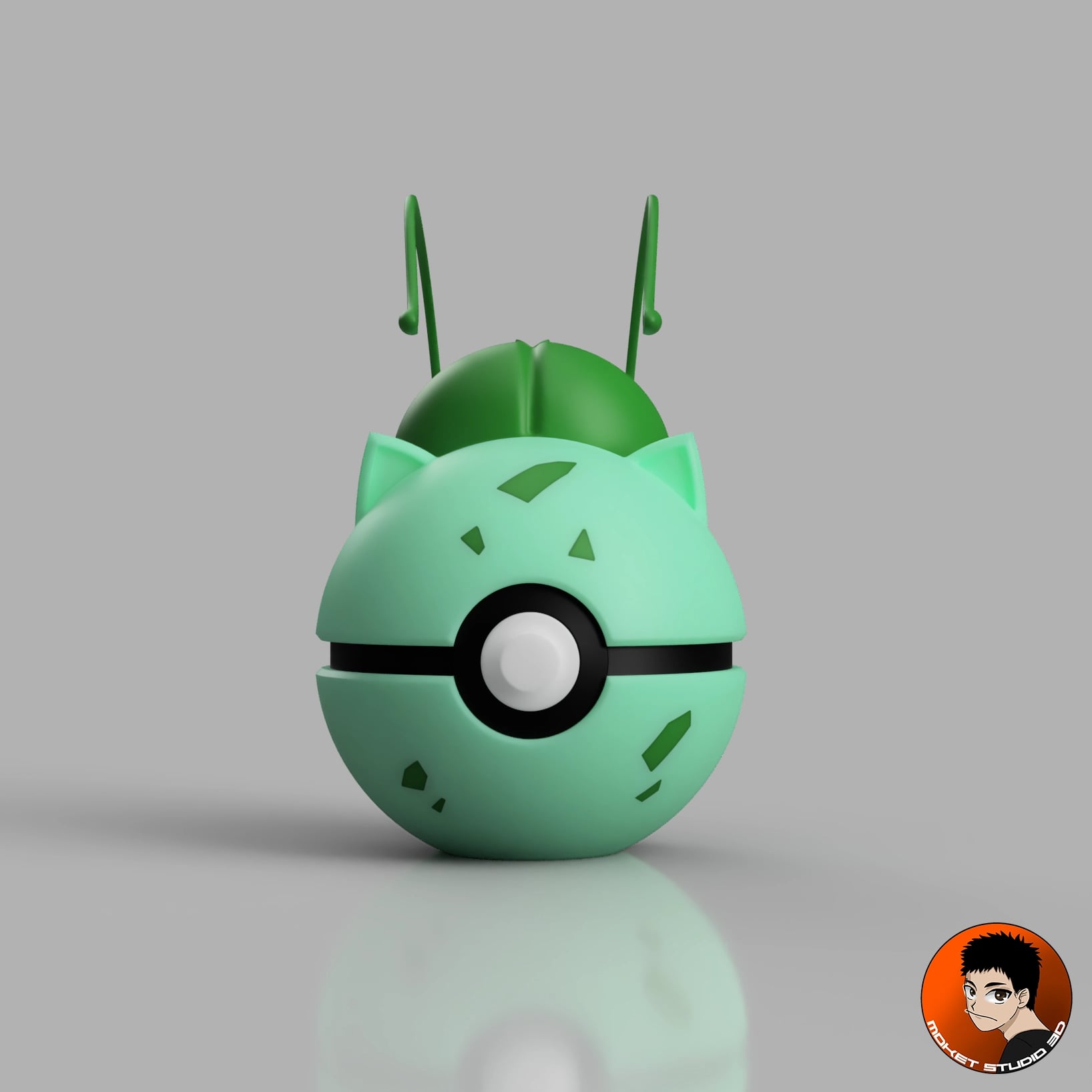 0001 - Bulbasaur Pokeball 3d model