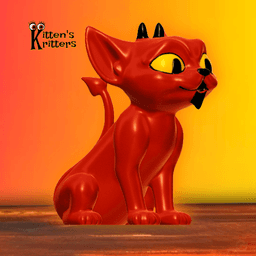 Little Devil Kitten Figurine Cupid Cat Home Decor 3d model