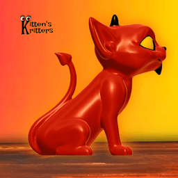 Little Devil Kitten Figurine Cupid Cat Home Decor 3d model