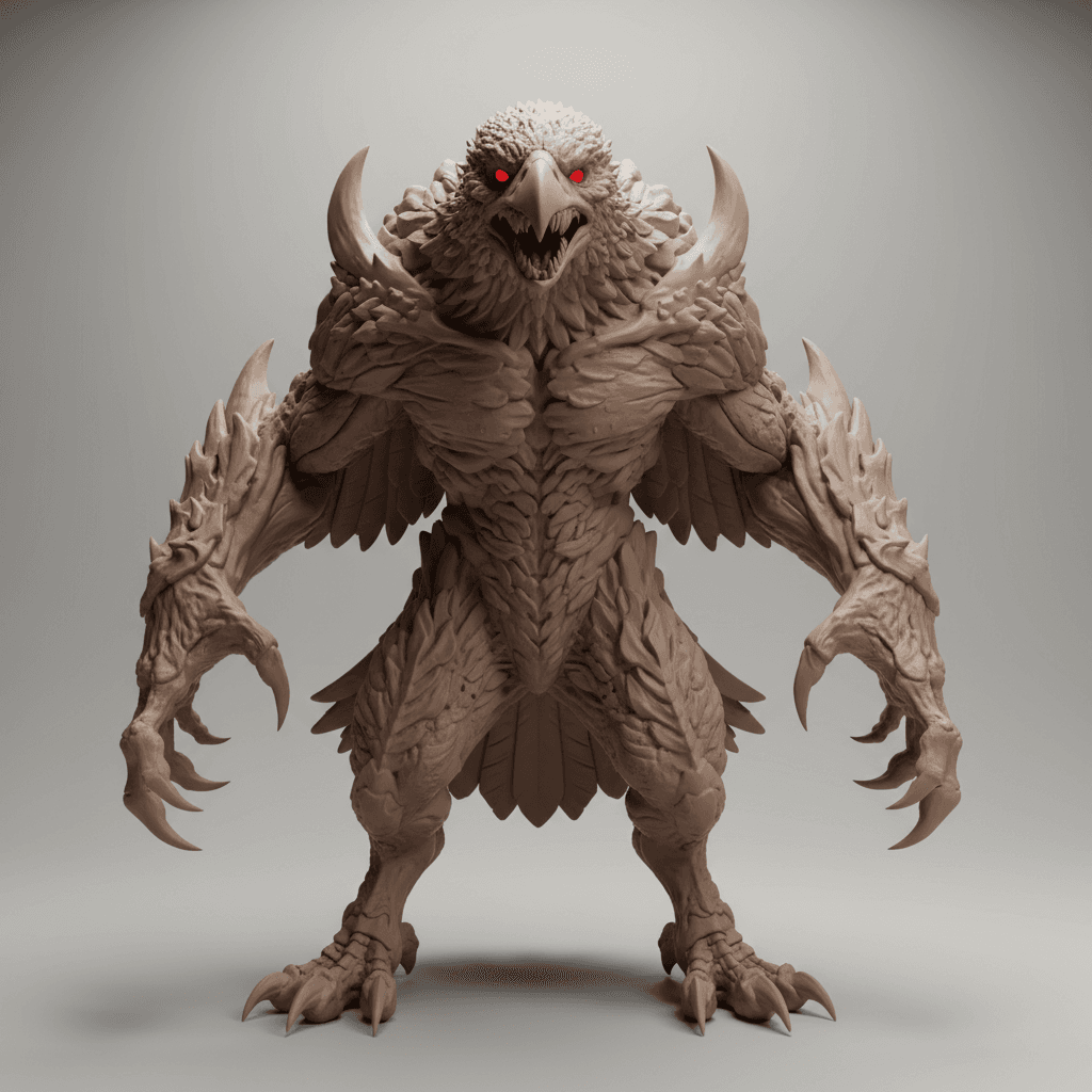 Mutant Eagle Hunter Creature Detailed STL File 3d model