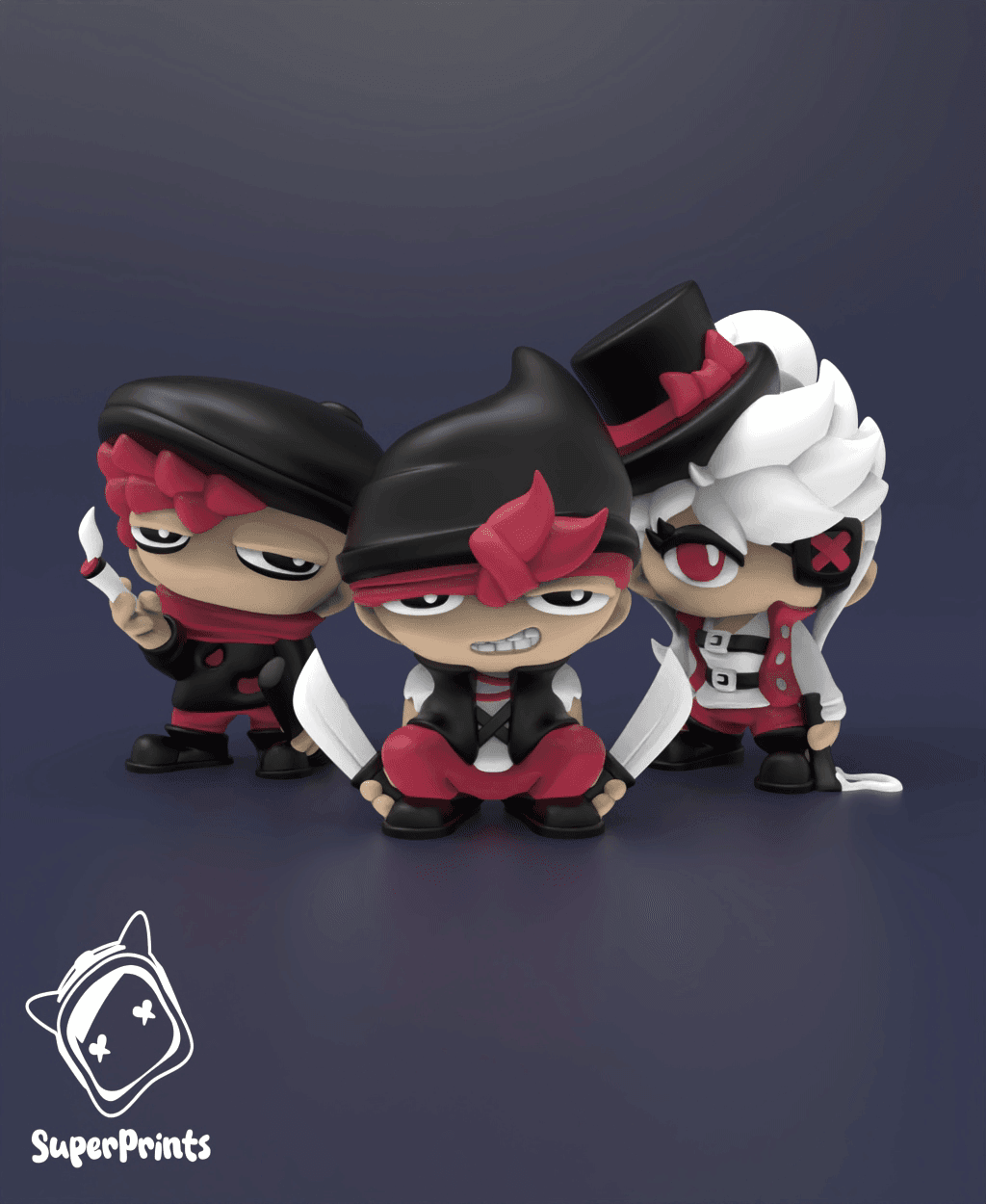 Bandits (Gangster, Pirate & Runaway) - Easy Multicolor FDM RPG Minis (No supports) 3d model
