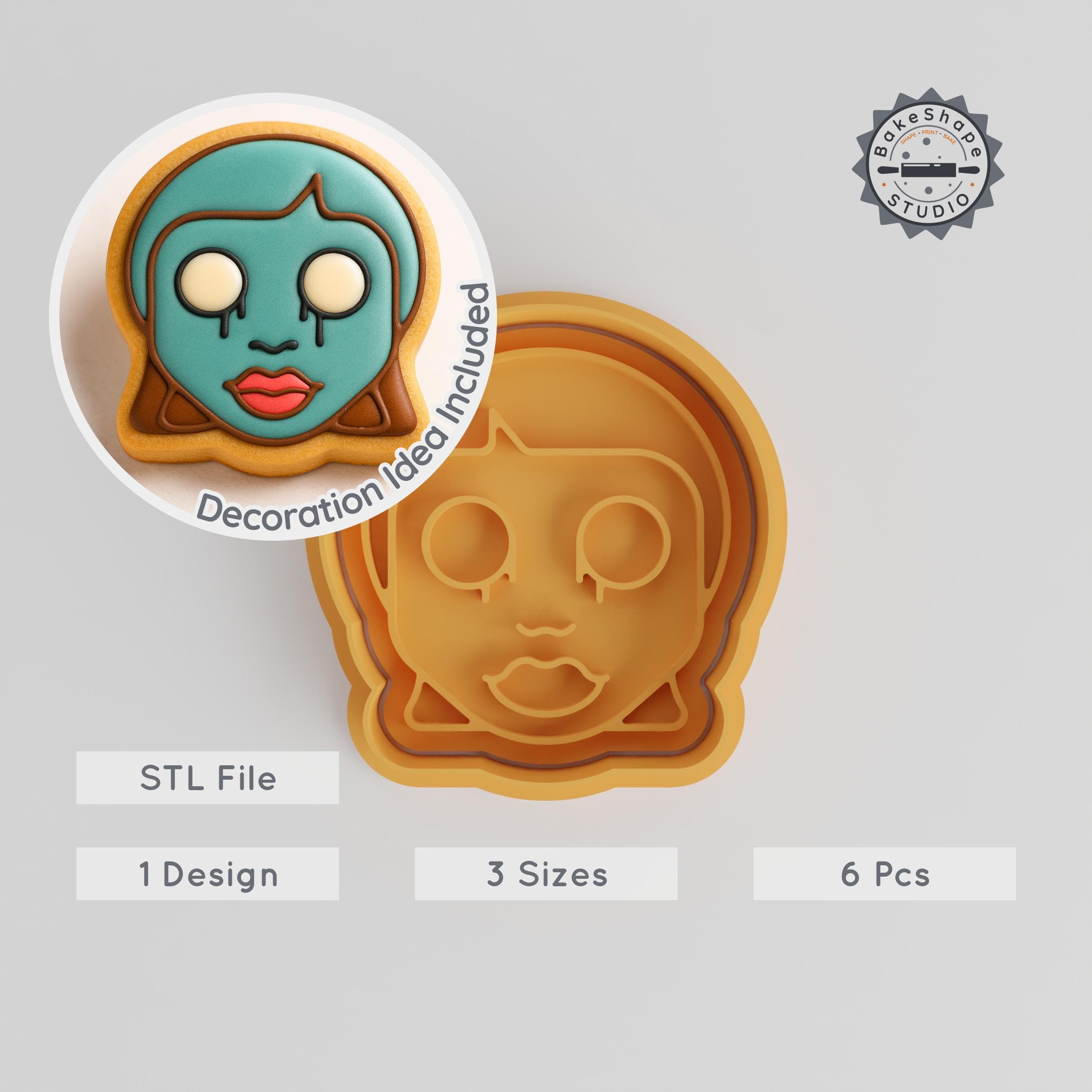 Halloween Cookie Cutter & Stamp Set, Dead Girl Design, 3 Sizes, Spooky Figure Baking, Fondant, Horror-Themed Baking Tool PRODUCT_960 3d model