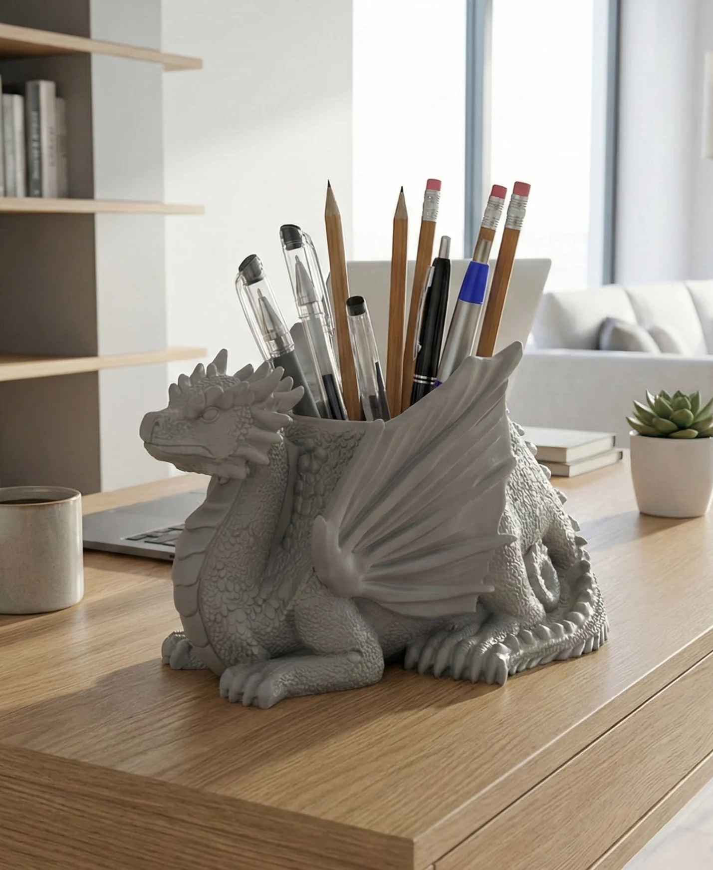 Seated Dragon Pen Holder 3d model