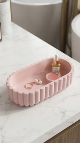 Scalloped Oval Vanity Tray - Minimalist Decor 3d model