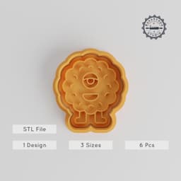 Bush Monster Shape Cutter & Stamp Set, Alien Creature Cookie & Fondant Tool, Cartoon Character Design, 3 Sizes, 6 Piece Bundle PRODUCT_2996 3d model