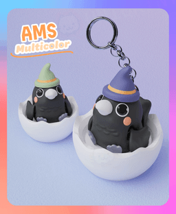 Flexi Clicker Raven Keychain (Multicolor) 3d model