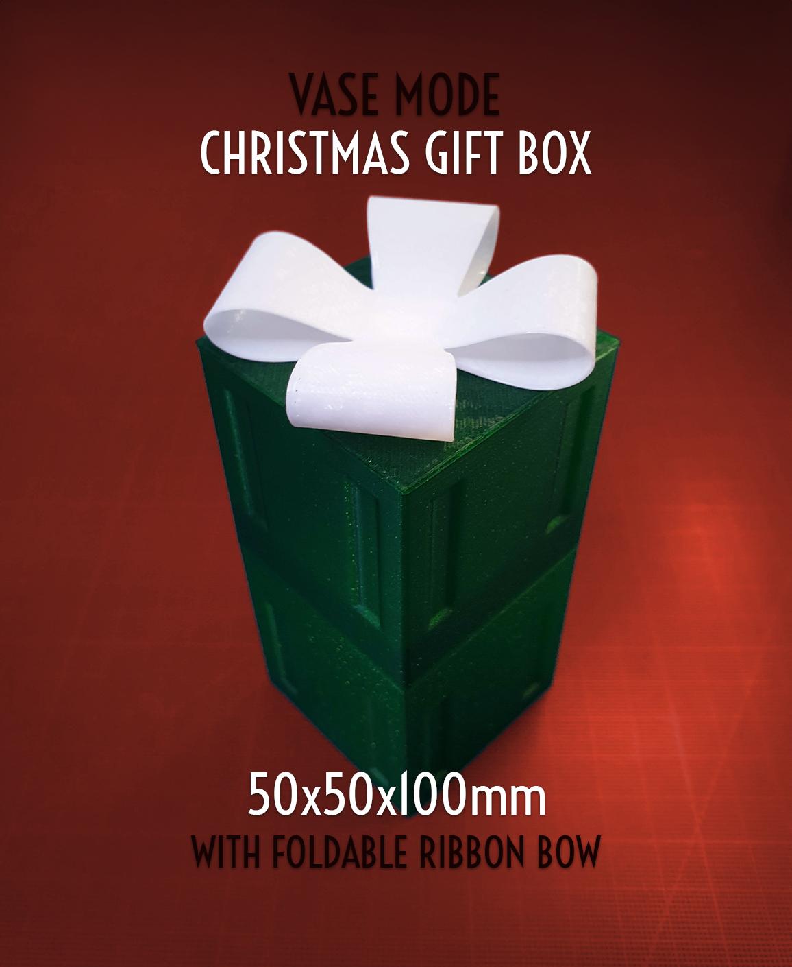 Christmas Gift Box - 50x50x100mm || Vase Mode 3d model