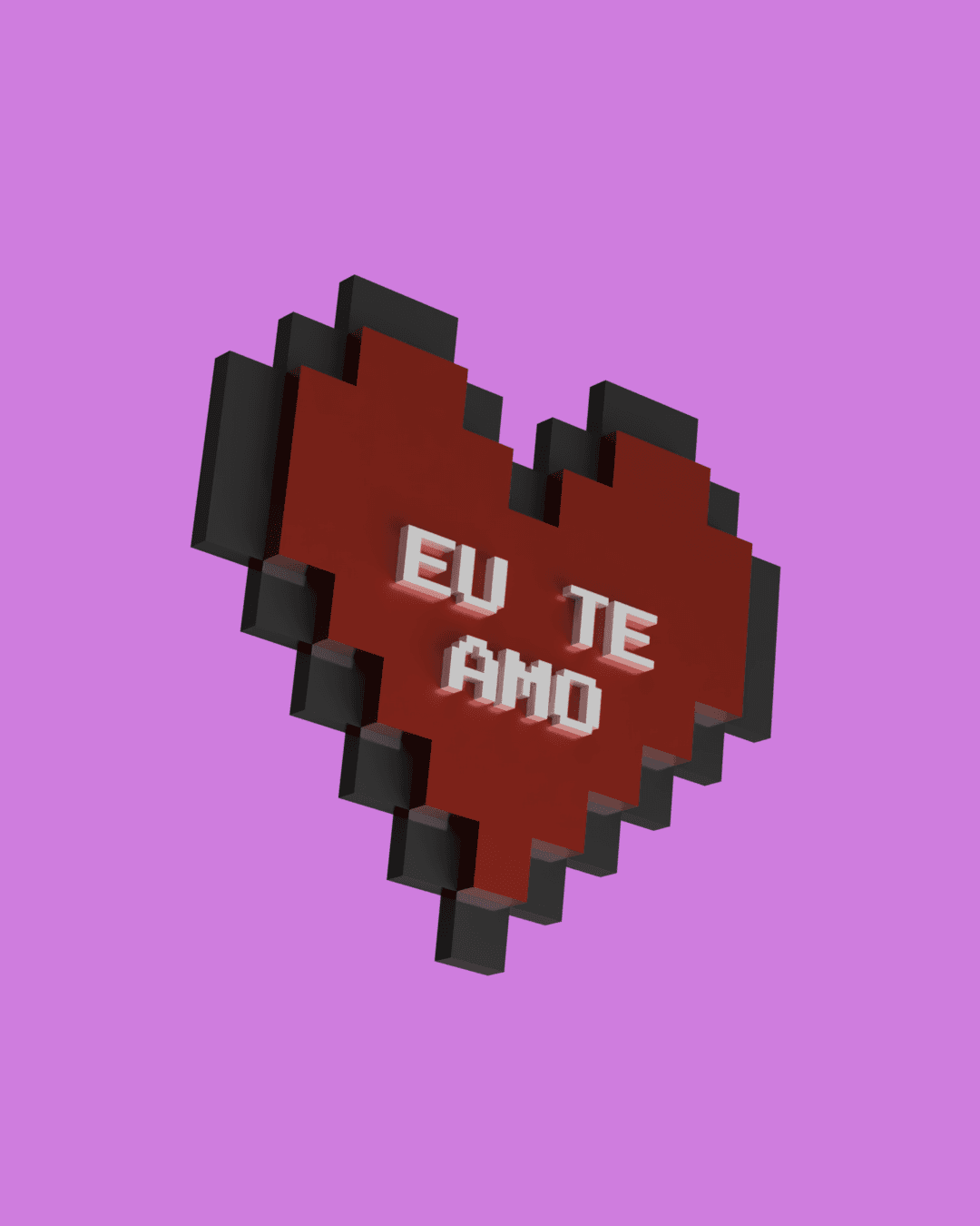 Heart pixelated - Eu te amo 3d model