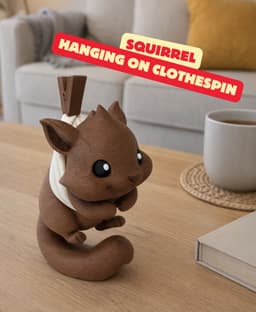 SQUIRREL HANGING ON A CLOTHESPIN / TABLEDECOR / UNIQUE HOMEDECOR / TOY 3d model