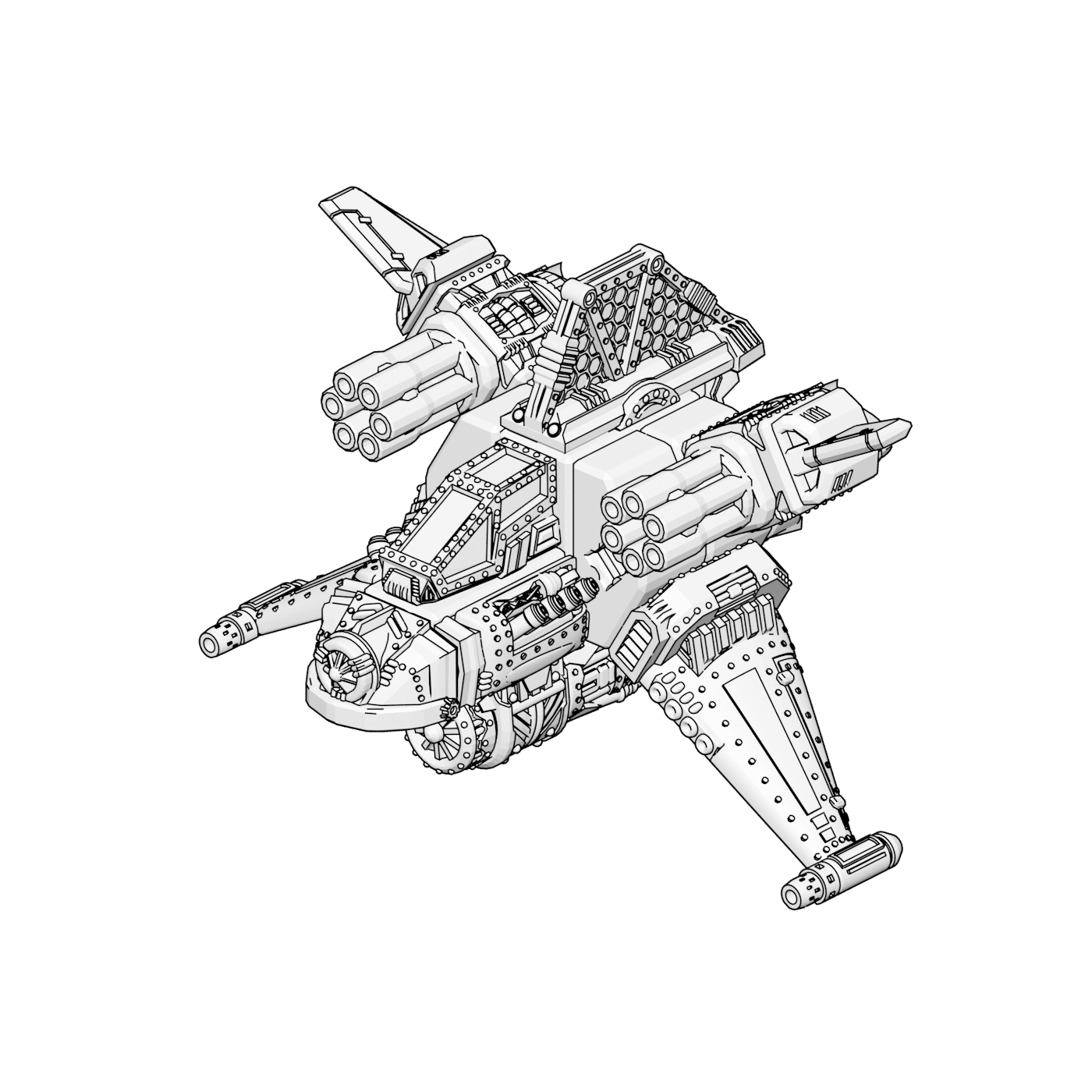 PrintABlok Starwing Articulated Spaceship Construction Toy 3d model