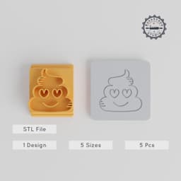 Cute Poop Stamp Tile Set, 5 Sizes, Perfect for Clay & Cookies, Funny Emoji Design PRODUCT_2358 3d model
