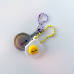 Fried Egg and Frying Pan Keychains 3d model