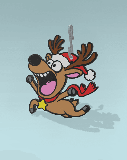 Overly Excited Reindeer Christmas Ornament 3d model