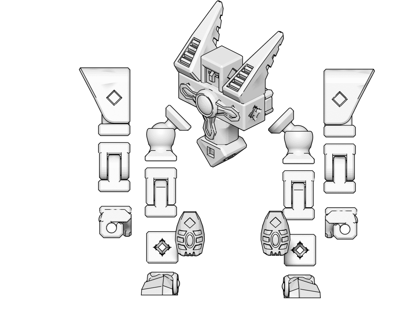 PrintABlok RoboMech Articulated Mech Construction Toy 3d model