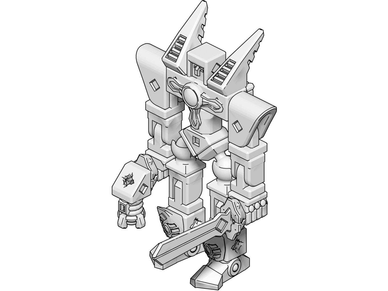 PrintABlok RoboMech Articulated Mech Construction Toy 3d model