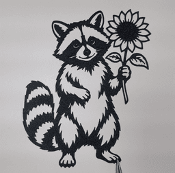 Cute Raccoon with Sunflower Wall Art Decor.stl 3d model
