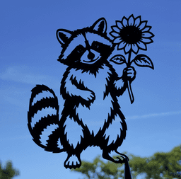 Cute Raccoon with Sunflower Wall Art Decor.stl 3d model