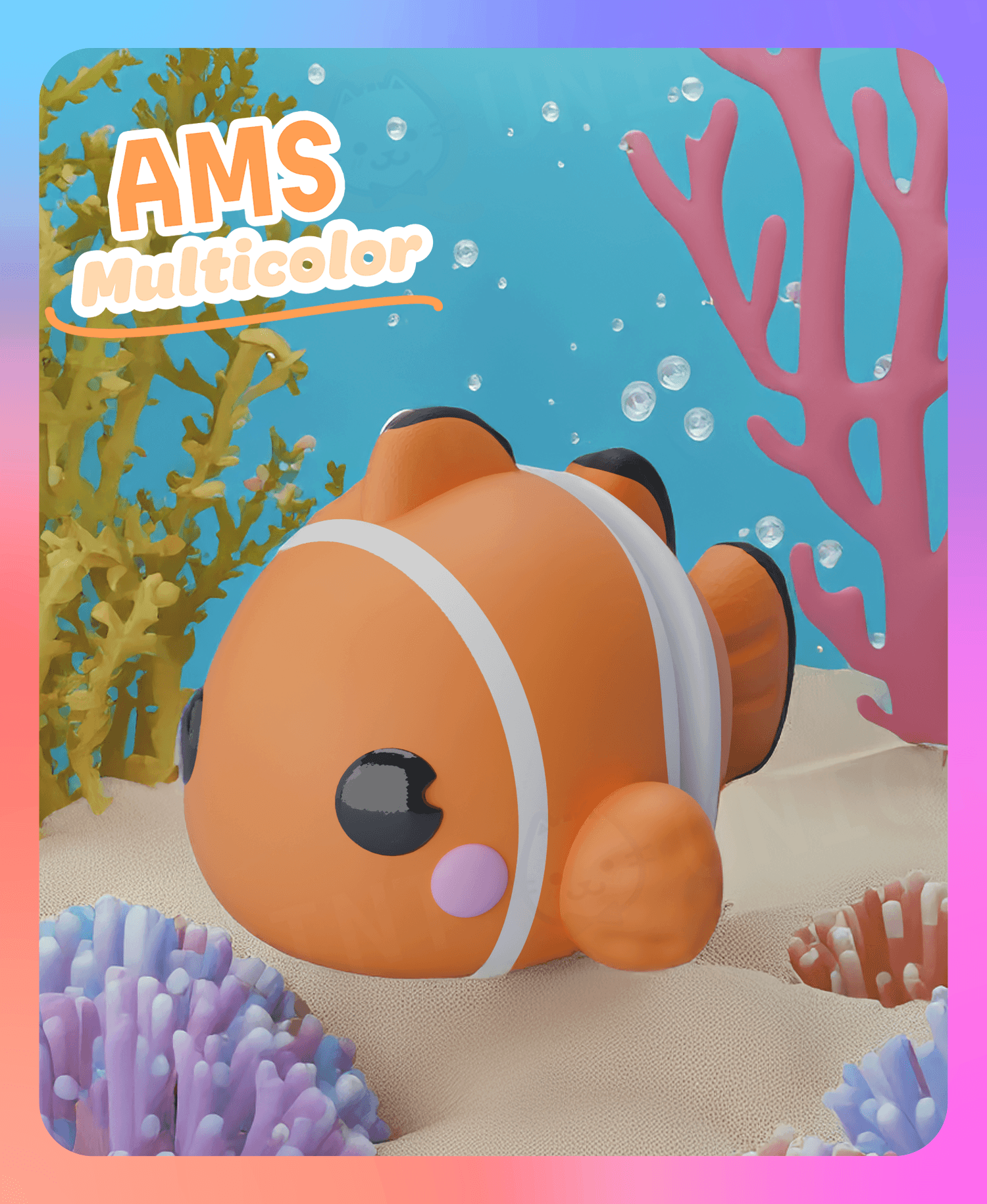 Flexi Clownfish Keychain (Multicolor) 3d model