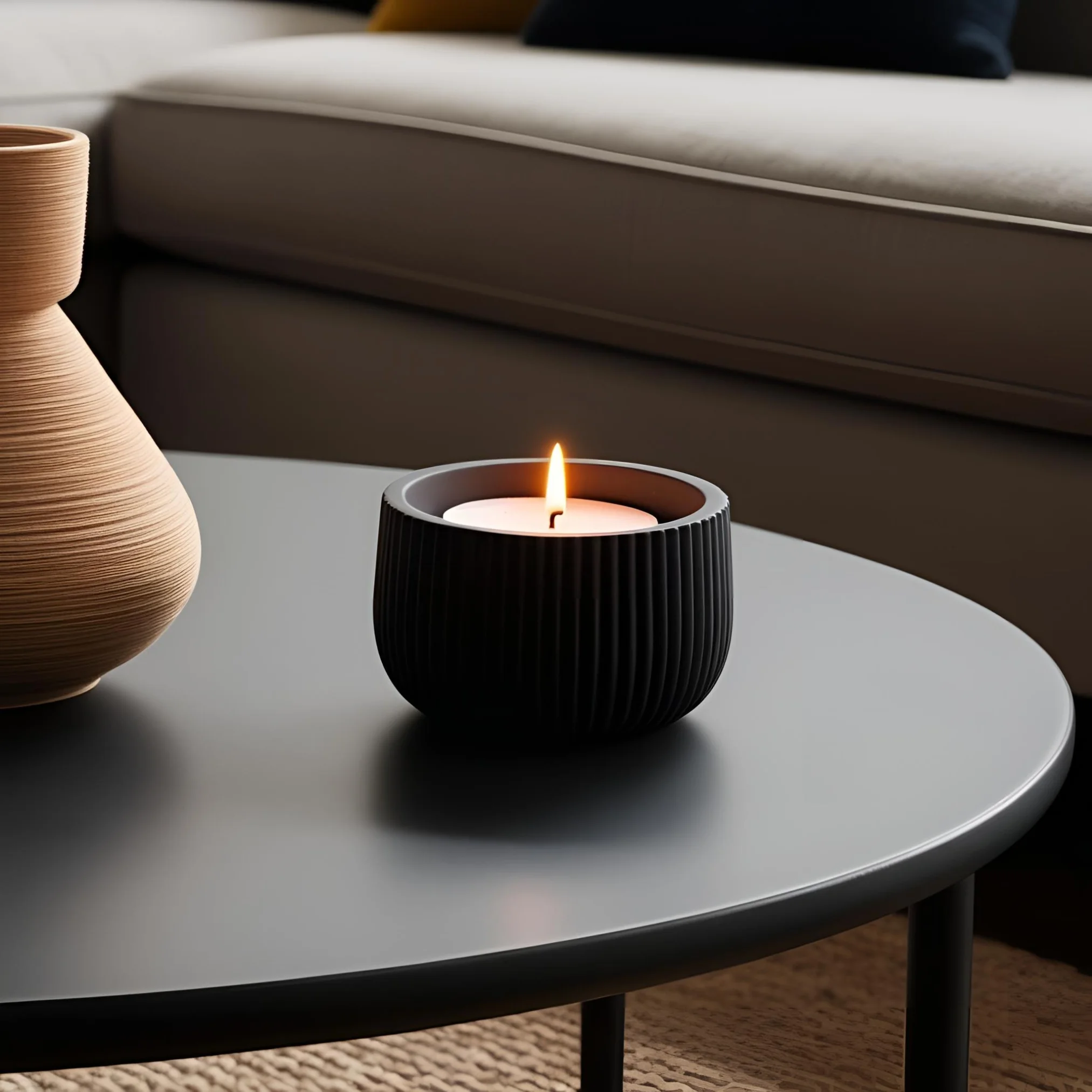 Modern Ribbed Tealight Holder 3d model