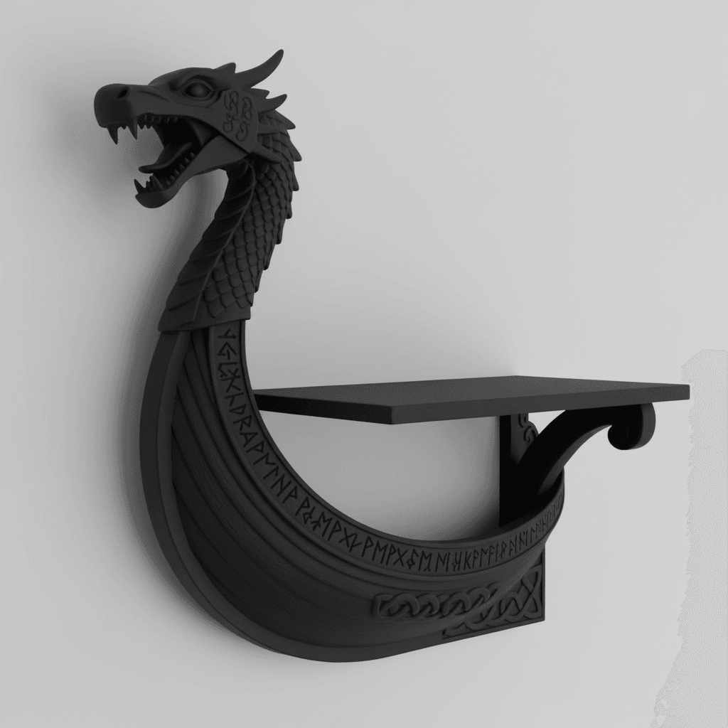 viking dragon boat shelf 3d model
