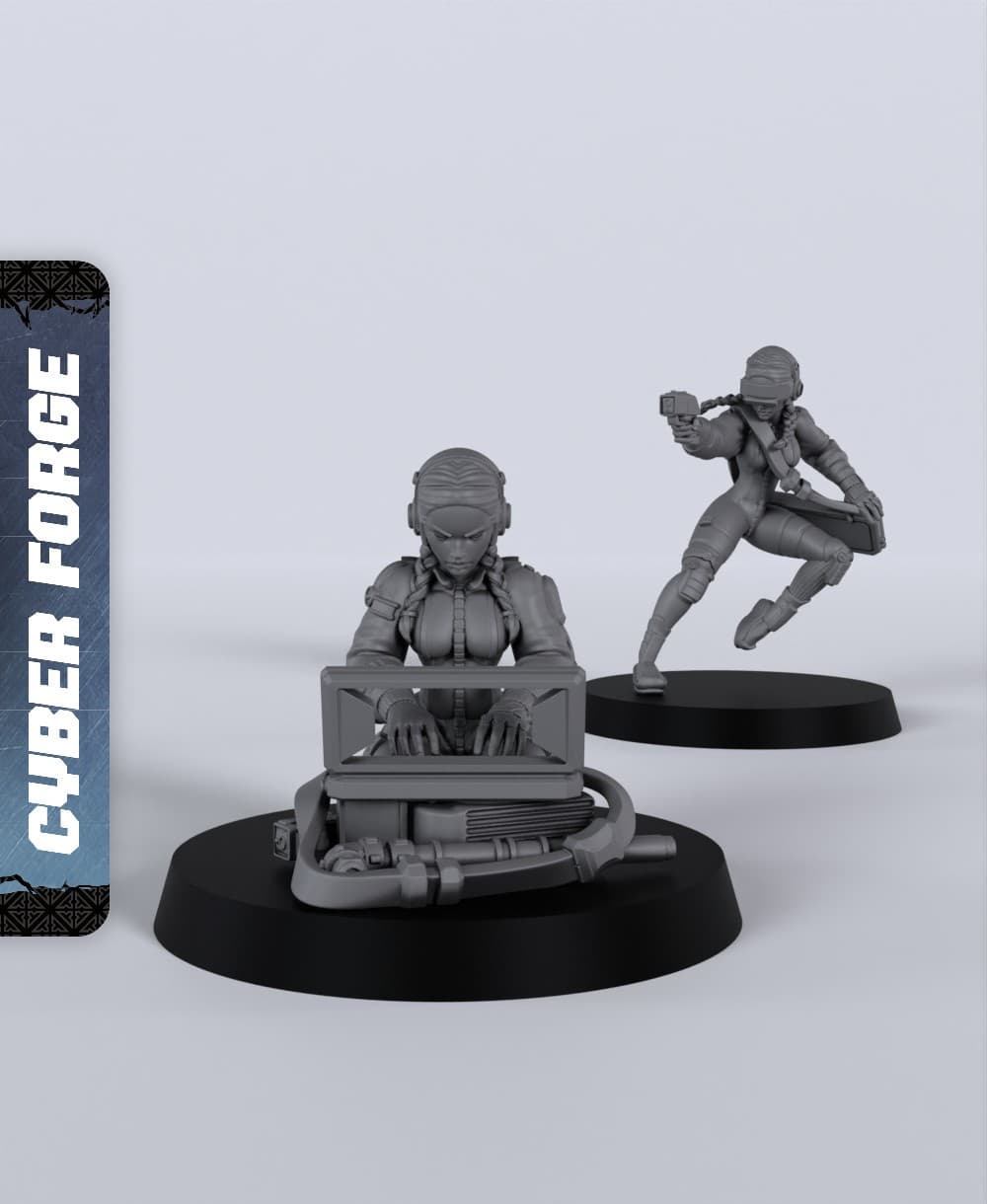 Cynthia the Hacker - With Free Cyberpunk - Sci-Fi Gift Ideas for RPG and Wargamers 3d model