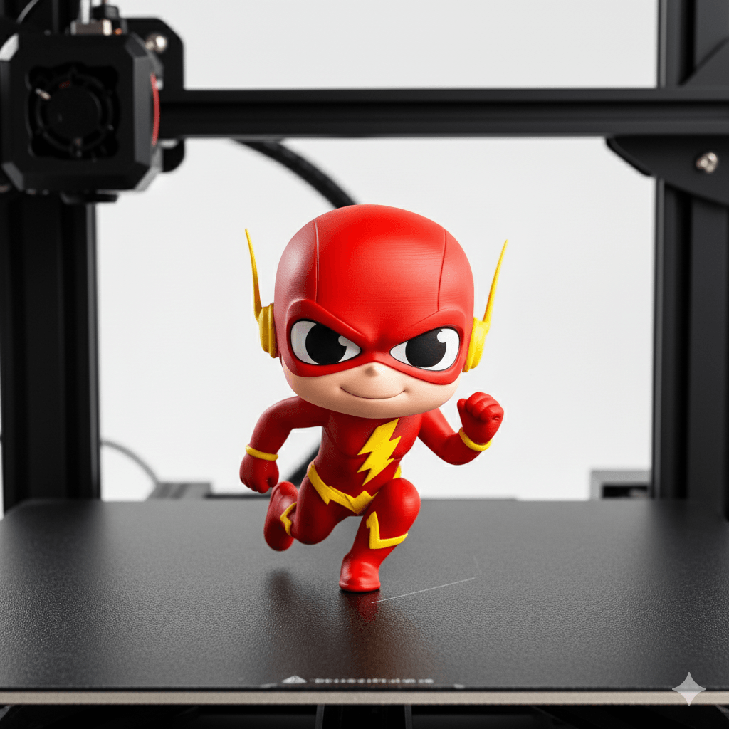 Chibi Flash STL – DC Superhero Running Pose – Cute Fan Art 3D Print Model 3d model