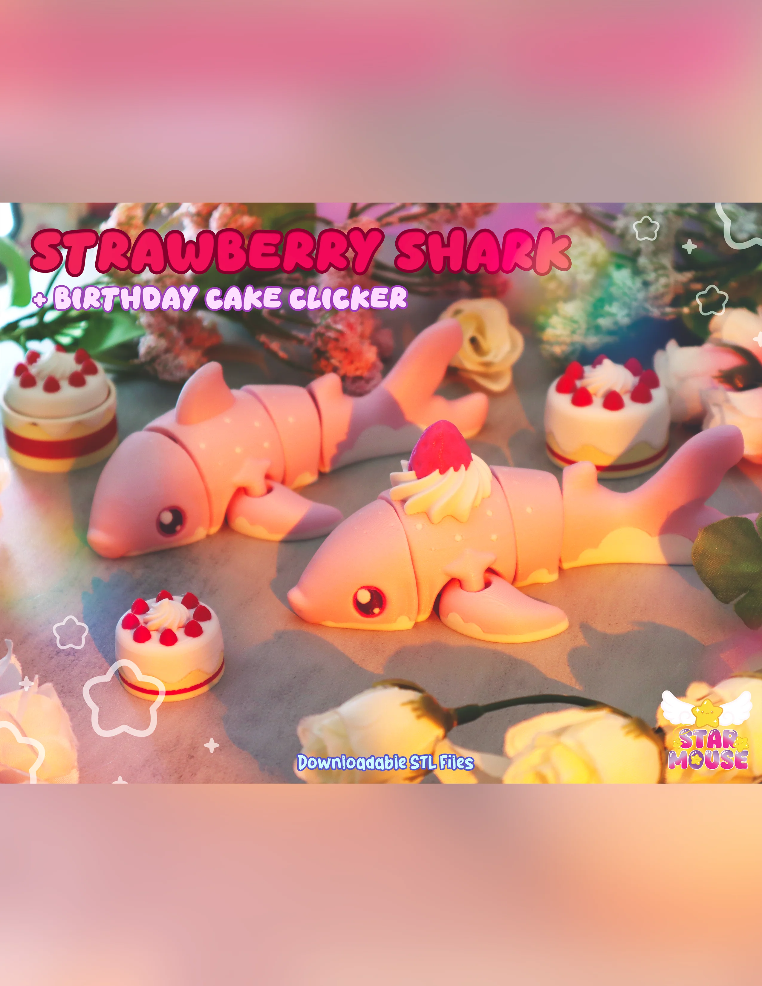 Strawberry + Regular Shark Flexi 3d model