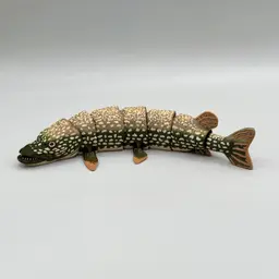Northern Pike Fish - Fully Articulated Northern Pike Flexy - Pre Painted + Optional Glass Eyes 3d model
