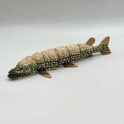 Northern Pike Fish - Fully Articulated Northern Pike Flexy - Pre Painted + Optional Glass Eyes 3d model