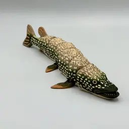 Northern Pike Fish - Fully Articulated Northern Pike Flexy - Pre Painted + Optional Glass Eyes 3d model