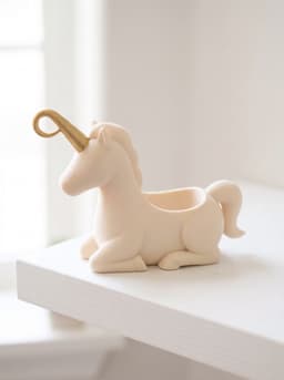 Whimsical Sitting Unicorn Planter - Cute Fantasy Succulent Pot with Loop Horn 3d model