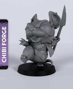 Ratman Spear Chibi - With Free Dragon - 5e DnD Inspired for RPG and Wargamers 3d model