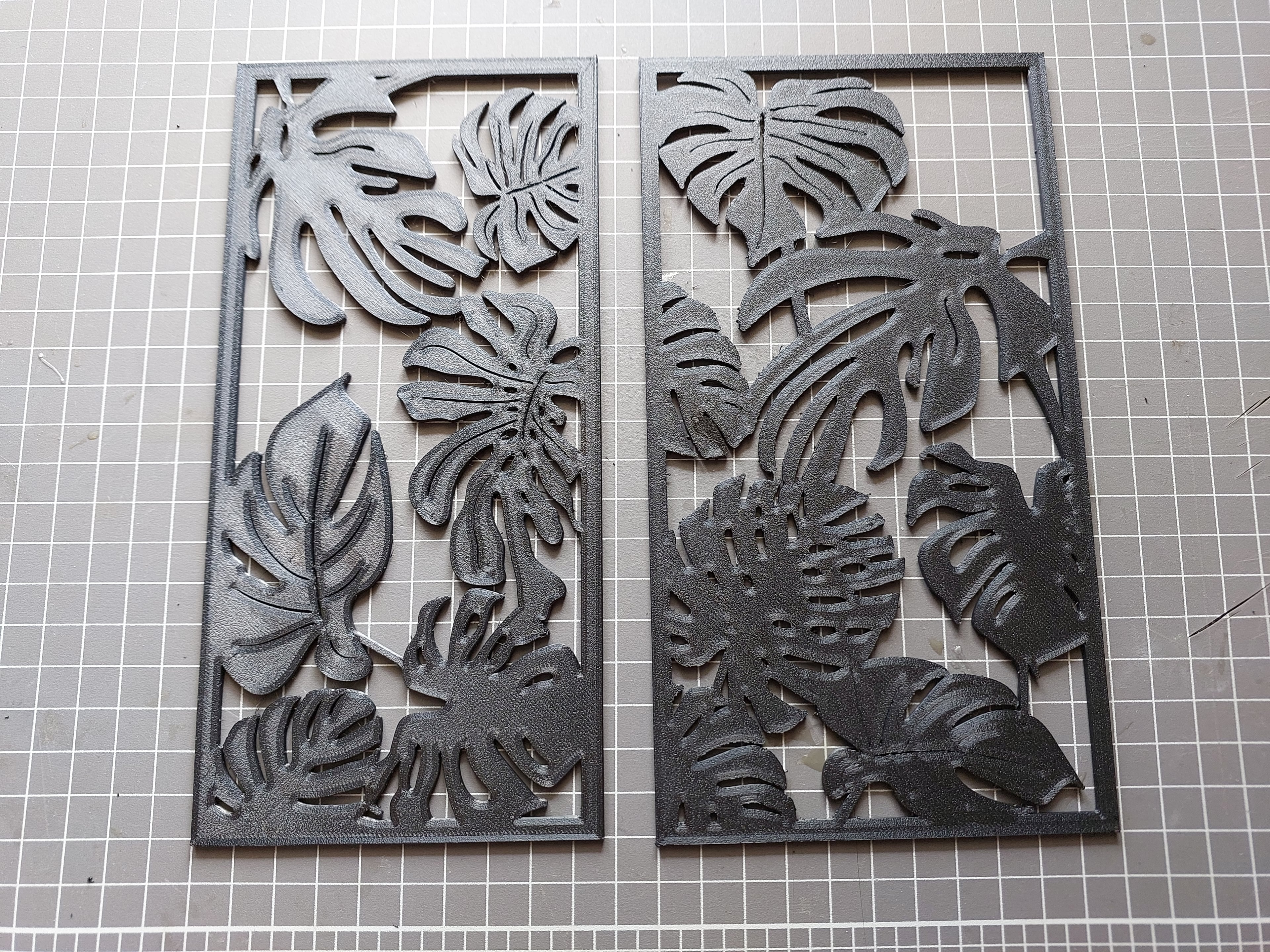 Decorative Monstera Leaves panels, Wall Art 3d model