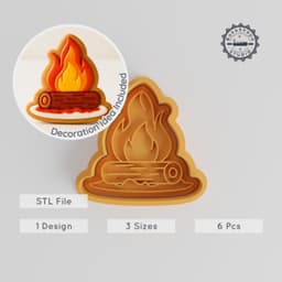 Fire Shape Cutter & Stamp, Cookie & Fondant Set, Includes S/M/L Sizes, 6 Pieces, Flame & Heat Design PRODUCT_1028 3d model
