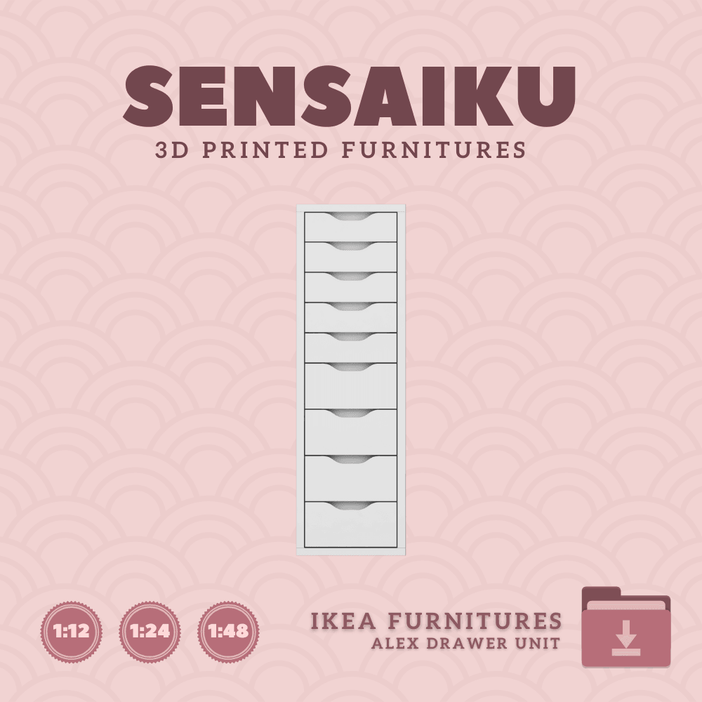 Miniature Replica 08. Alex Drawer Unit with 9 Drawers for Miniature Dollhouse IKEA 3D Print (1:12,24 3d model