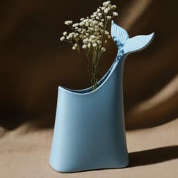 Whale Tail Vase – Modern Blue Coastal Decor 3d model