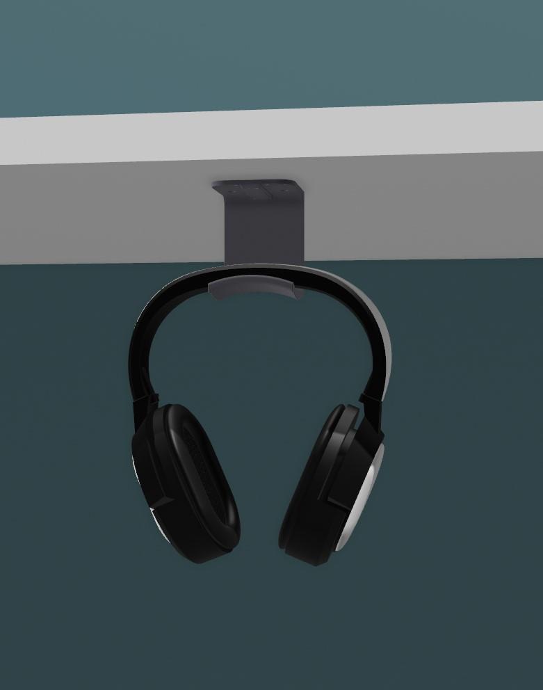 Headphone Hanger Under Desk 3d model