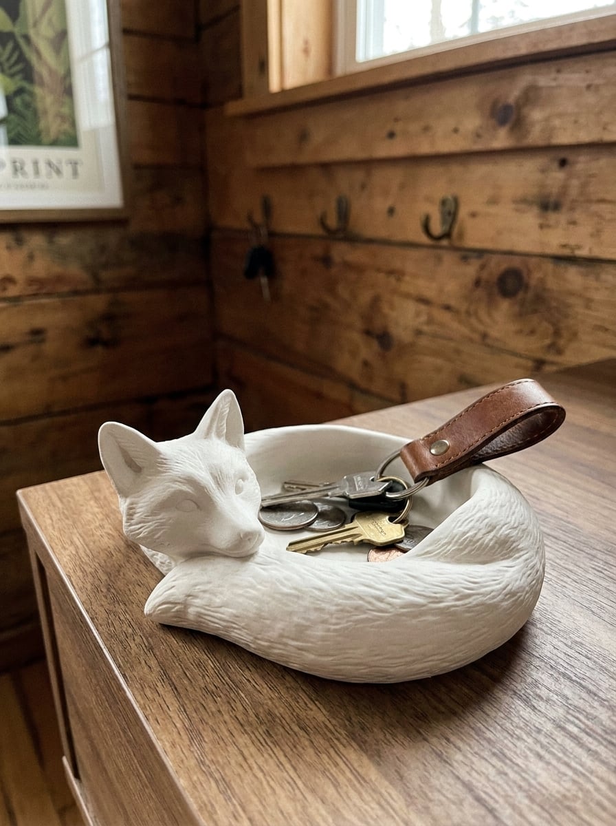 Cozy Fox Catchall Tray | Woodland Entryway Decor 3d model