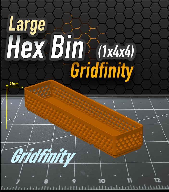 Hex Bin Gridfinity 1x4x4 3d model