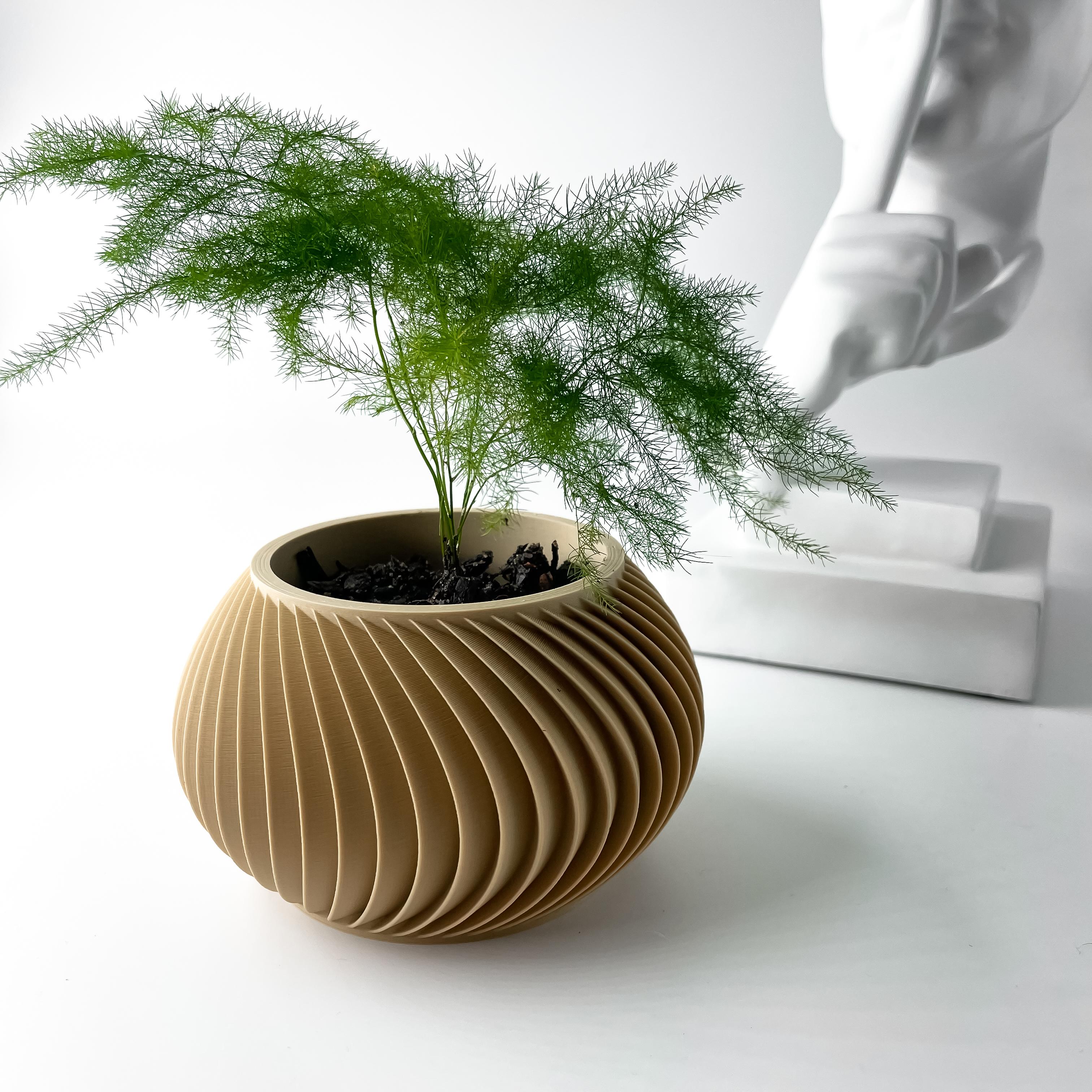 The Caleth Planter Pot with Drainage Tray & Stand | Modern and Unique Home Decor for Plants 3d model