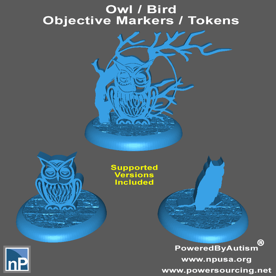 30mm Owl Tokens / Objective Markers 3d model
