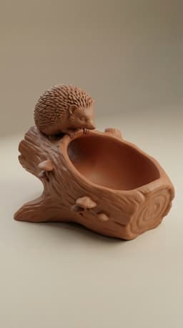 Hedgehog Woodland Log Catchall Tray – Nature Inspired Entryway Organizer 3d model