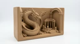Majestic Dragon and Ancient Ruins Fantasy Book Nook - 3D Printed Bookshelf Diorama Insert 3d model
