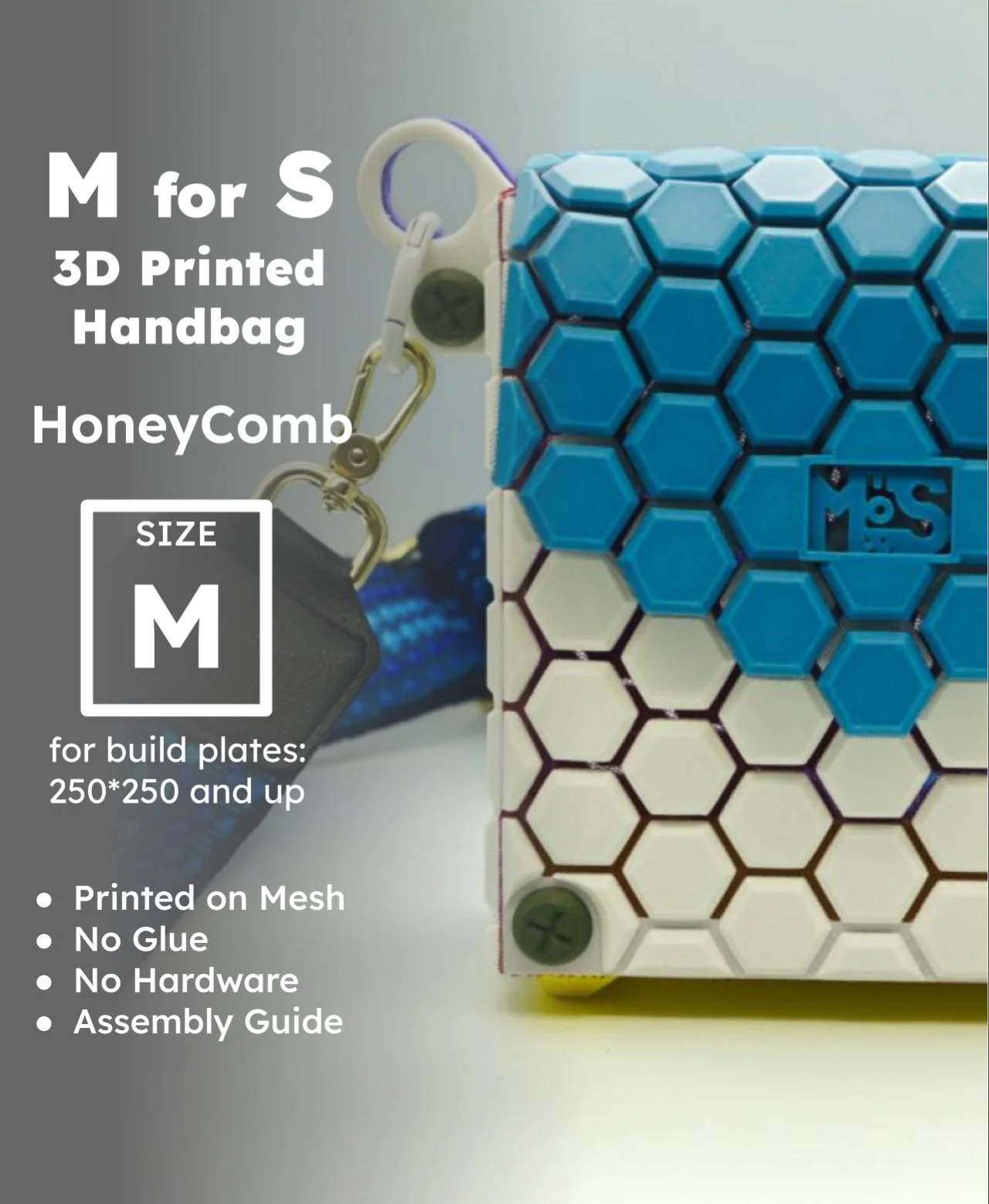 'M for S' Handbag - Size M - Honeycomb 3d model