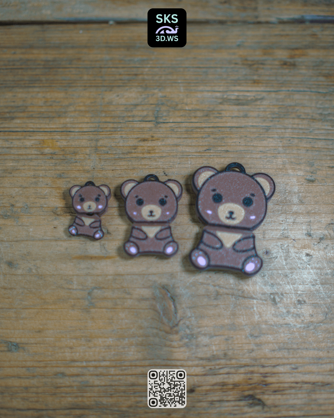 Bear Wiggle Keyring 3d model
