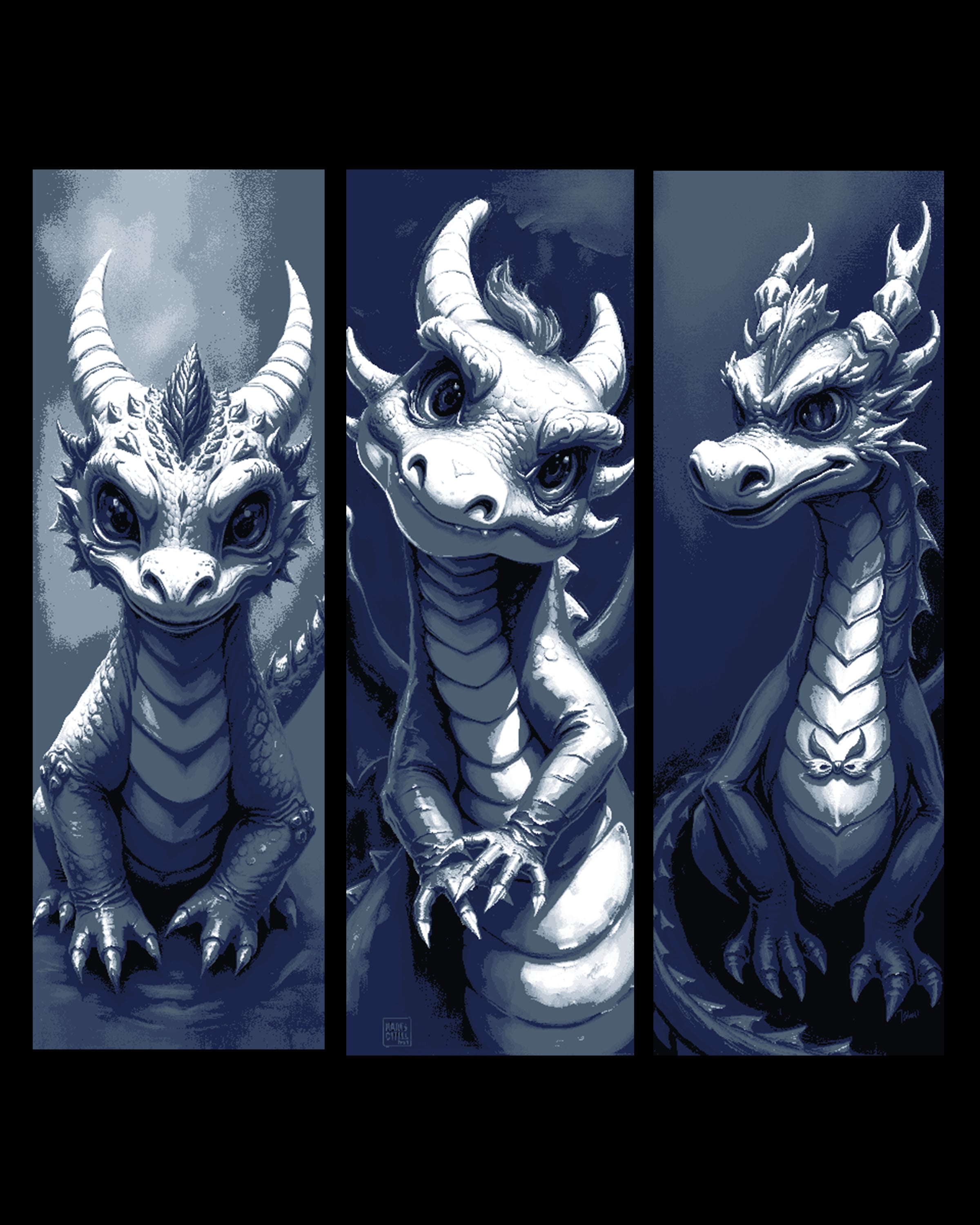 The curious little dragon is back at it - Set of Bookmarks 3d model