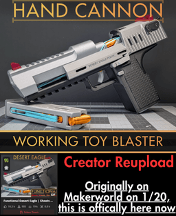 Hand Cannon | Working Toy Blaster 3d model